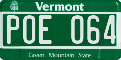 VT license plate POE064