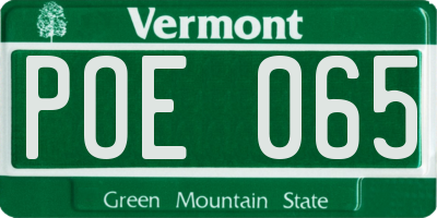 VT license plate POE065