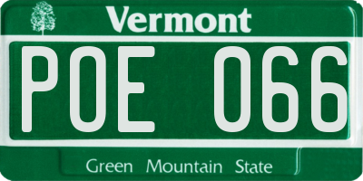 VT license plate POE066