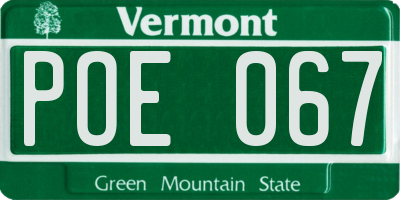 VT license plate POE067