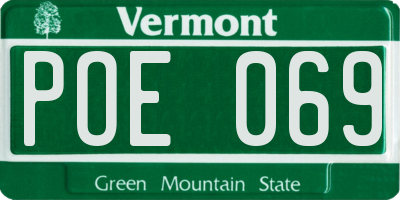 VT license plate POE069