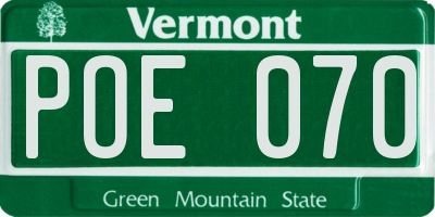 VT license plate POE070