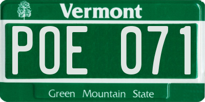 VT license plate POE071