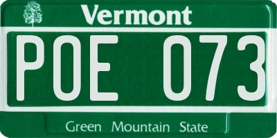 VT license plate POE073