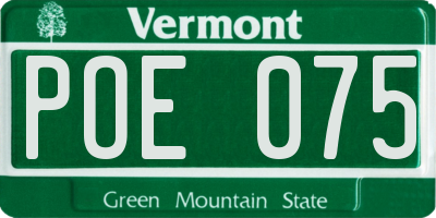 VT license plate POE075