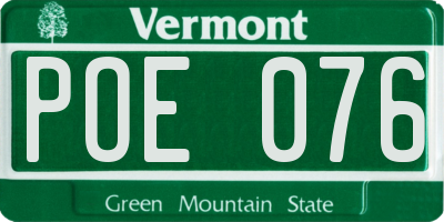 VT license plate POE076