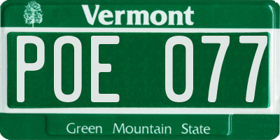 VT license plate POE077