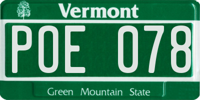 VT license plate POE078