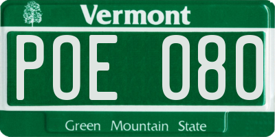 VT license plate POE080