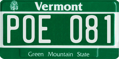 VT license plate POE081