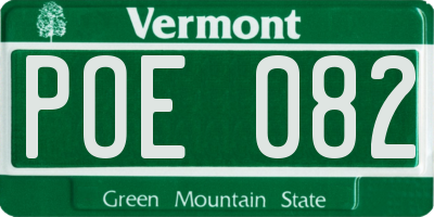 VT license plate POE082