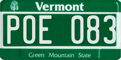 VT license plate POE083
