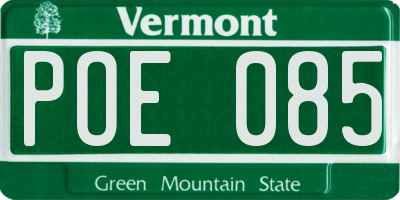 VT license plate POE085