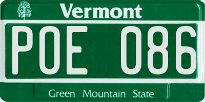 VT license plate POE086