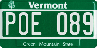 VT license plate POE089