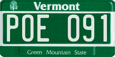 VT license plate POE091