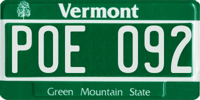 VT license plate POE092
