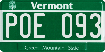 VT license plate POE093