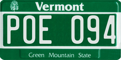 VT license plate POE094