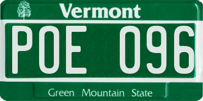 VT license plate POE096