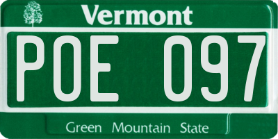 VT license plate POE097