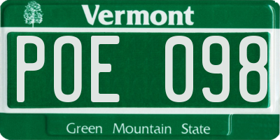 VT license plate POE098