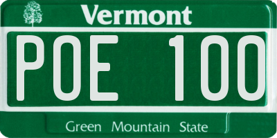 VT license plate POE100