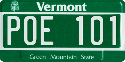 VT license plate POE101