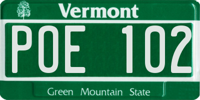 VT license plate POE102