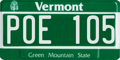 VT license plate POE105