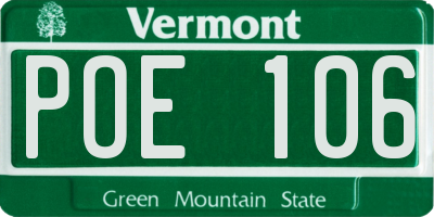 VT license plate POE106