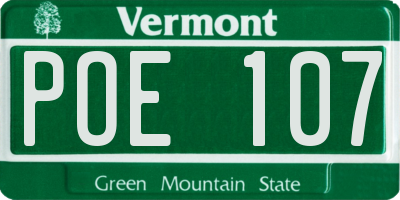 VT license plate POE107