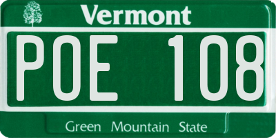 VT license plate POE108