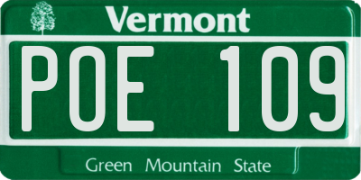 VT license plate POE109