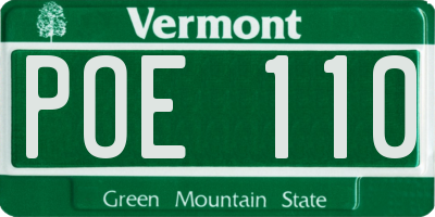 VT license plate POE110