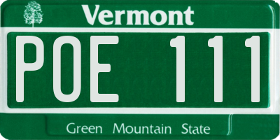 VT license plate POE111