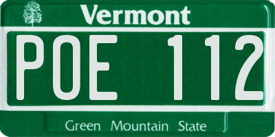 VT license plate POE112