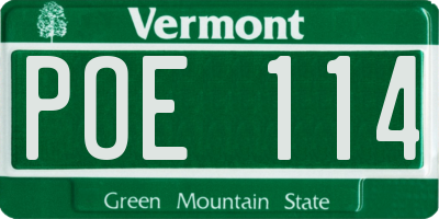 VT license plate POE114