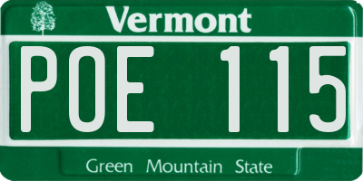 VT license plate POE115