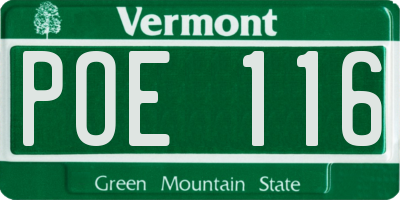 VT license plate POE116