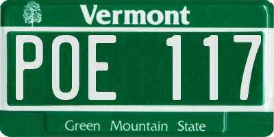 VT license plate POE117