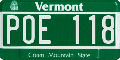 VT license plate POE118
