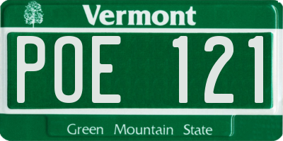 VT license plate POE121
