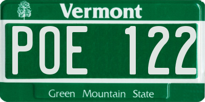 VT license plate POE122
