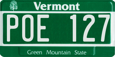 VT license plate POE127