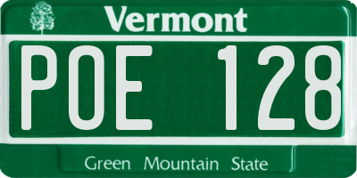 VT license plate POE128