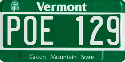 VT license plate POE129