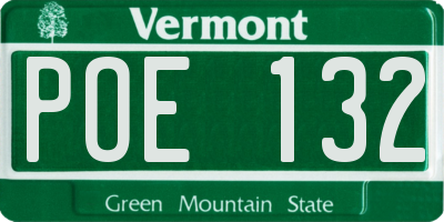 VT license plate POE132