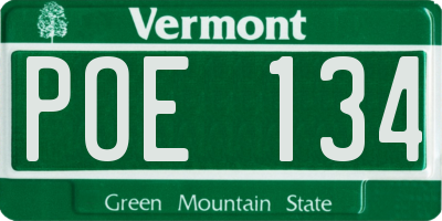 VT license plate POE134