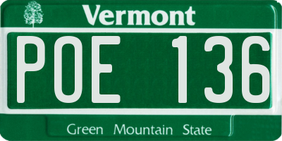 VT license plate POE136